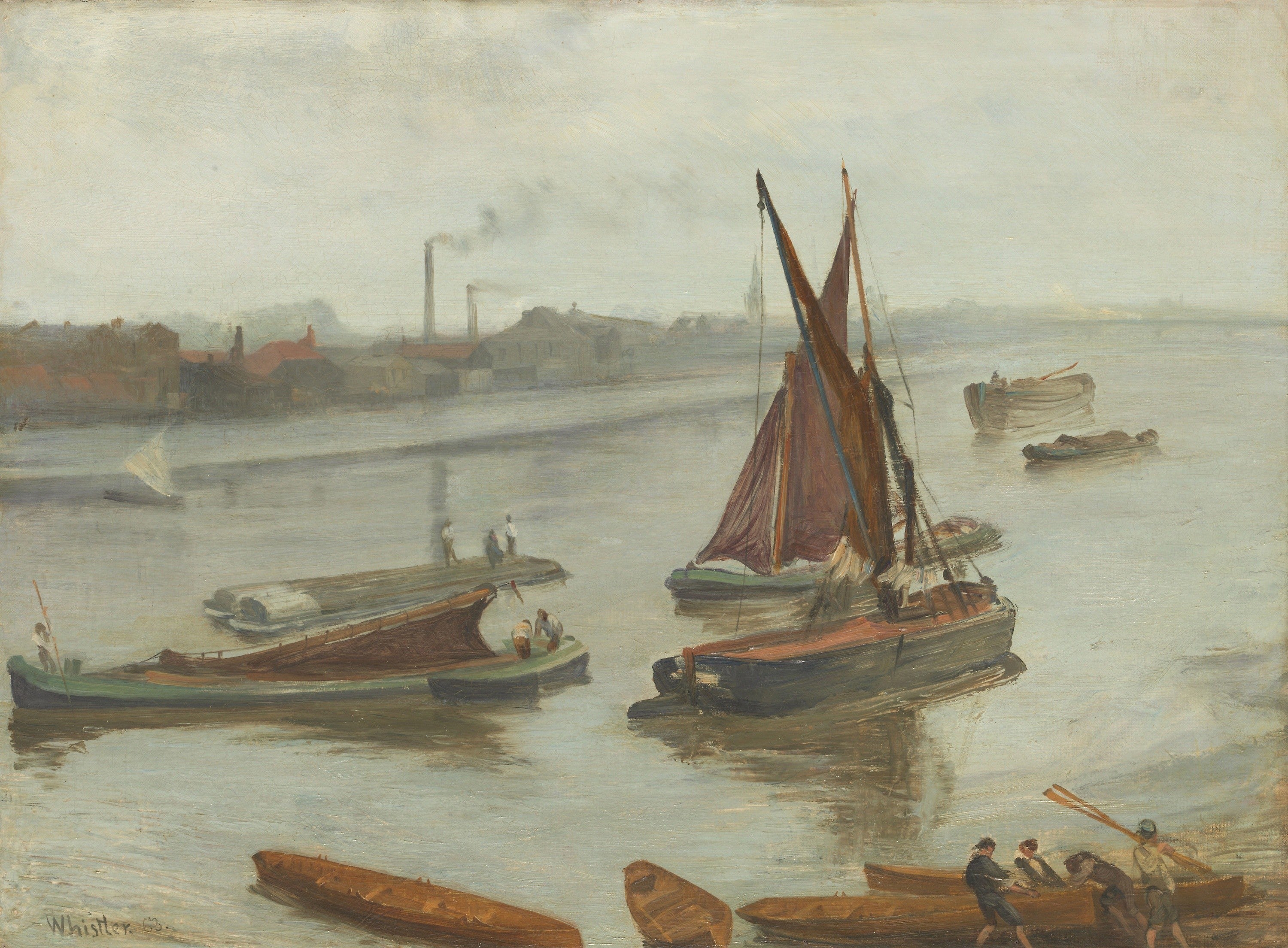 Grey and Silver: Old Battersea Reach — James McNeill Whistler (1863)