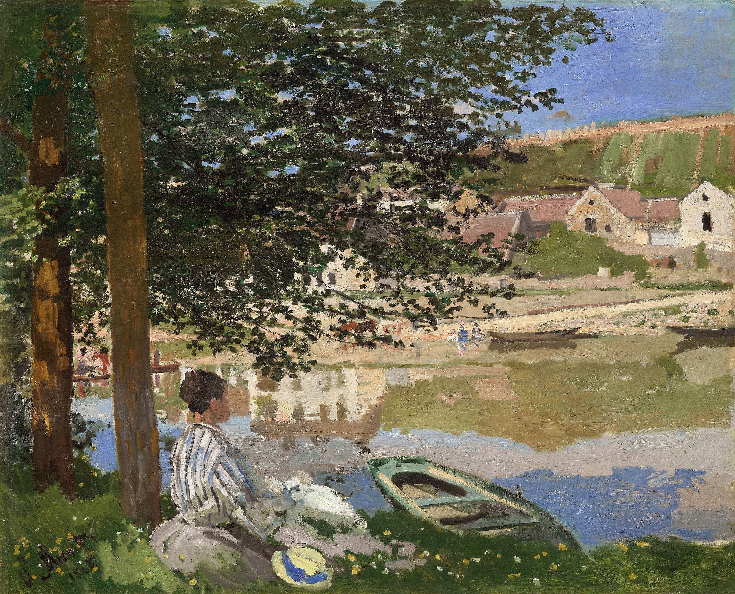 On the Bank of the Seine, Bennecourt — Claude Monet (1868)
