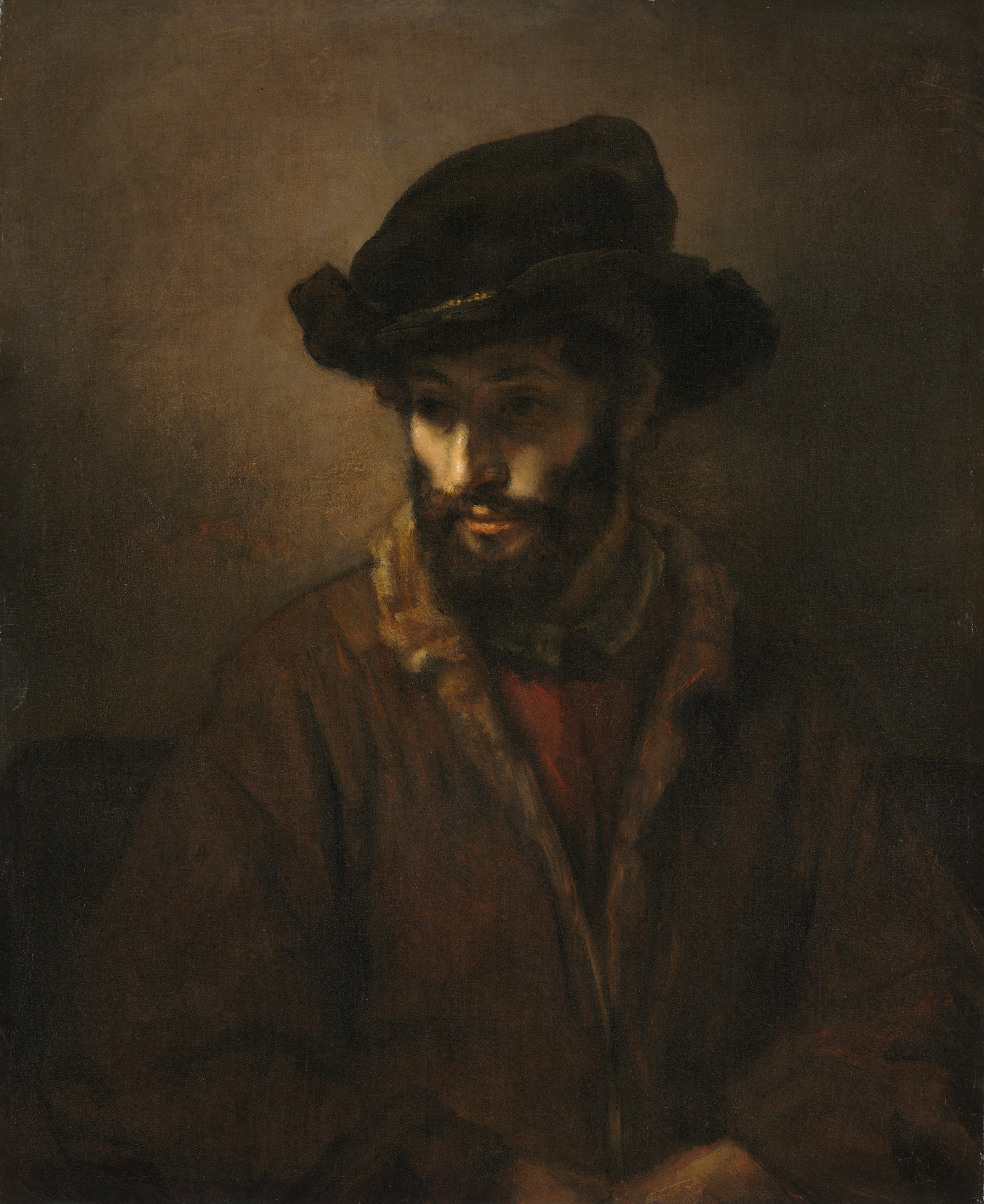 A Bearded Man Wearing a Hat — Rembrandt (c. 1655–60)