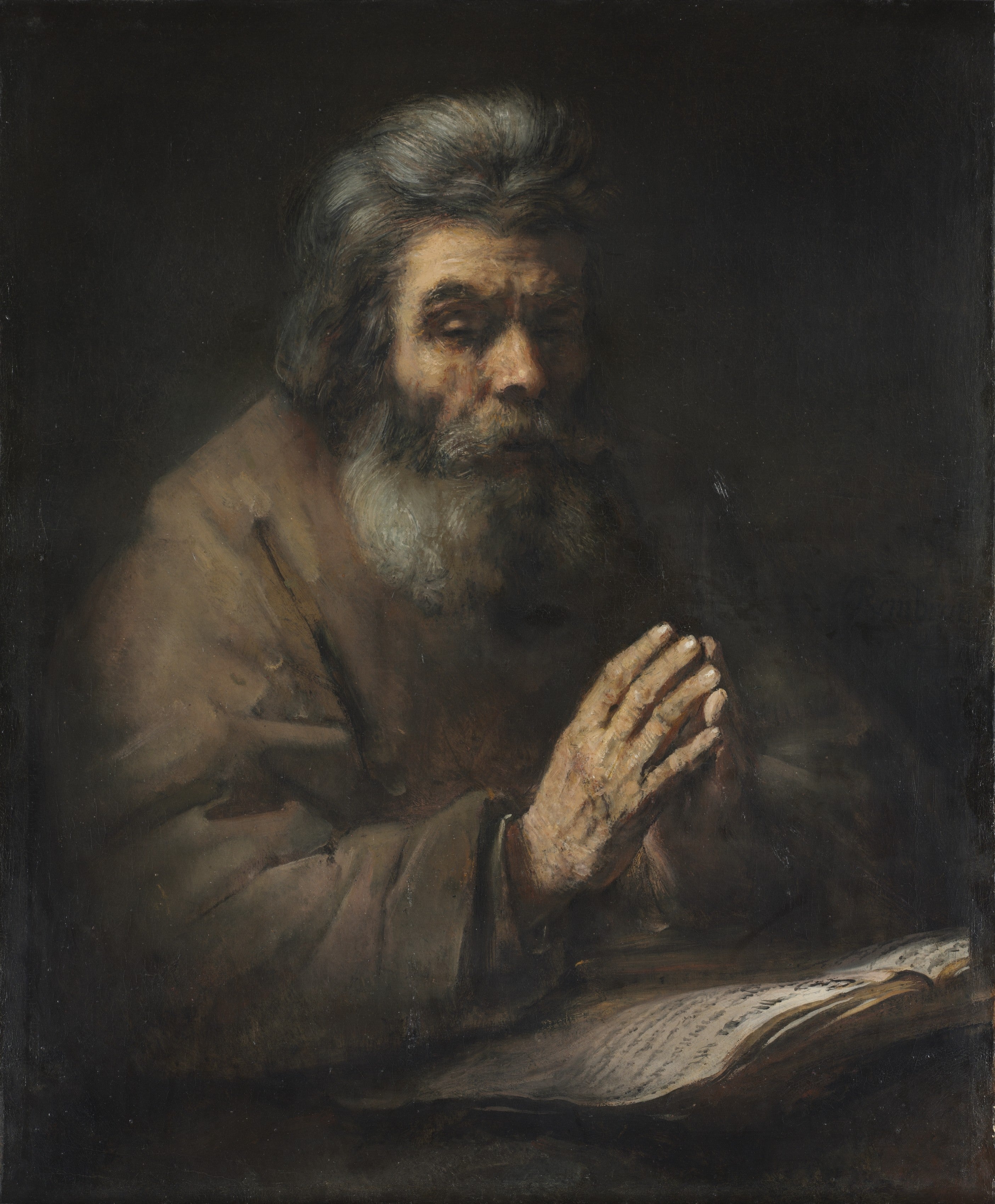 An Elderly Man in Prayer — Rembrandt (1660s or later)