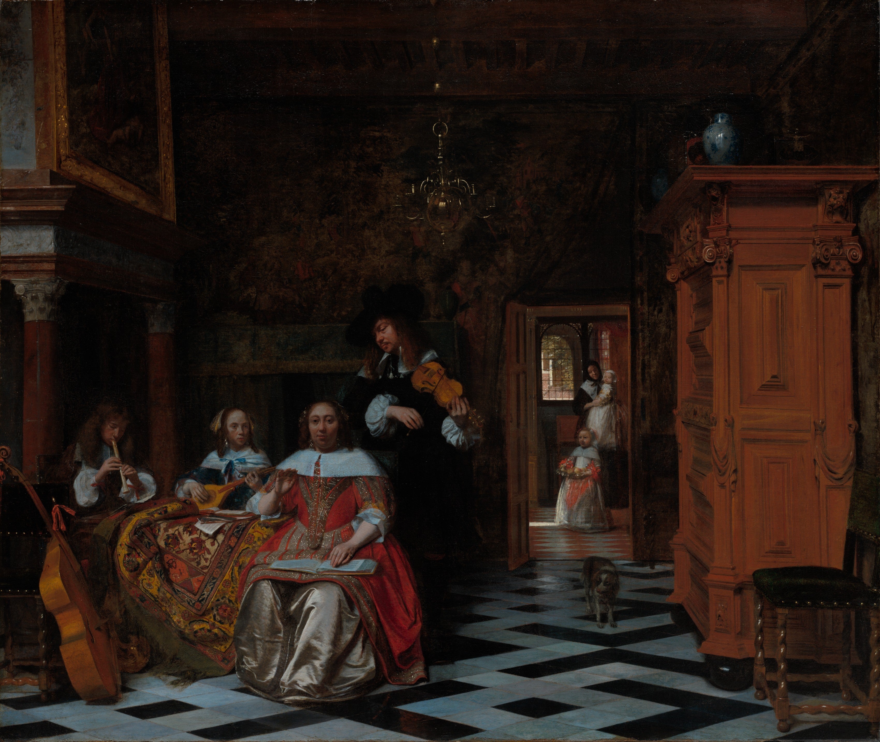Portrait of a Family Playing Music — Pieter de Hooch (1663)
