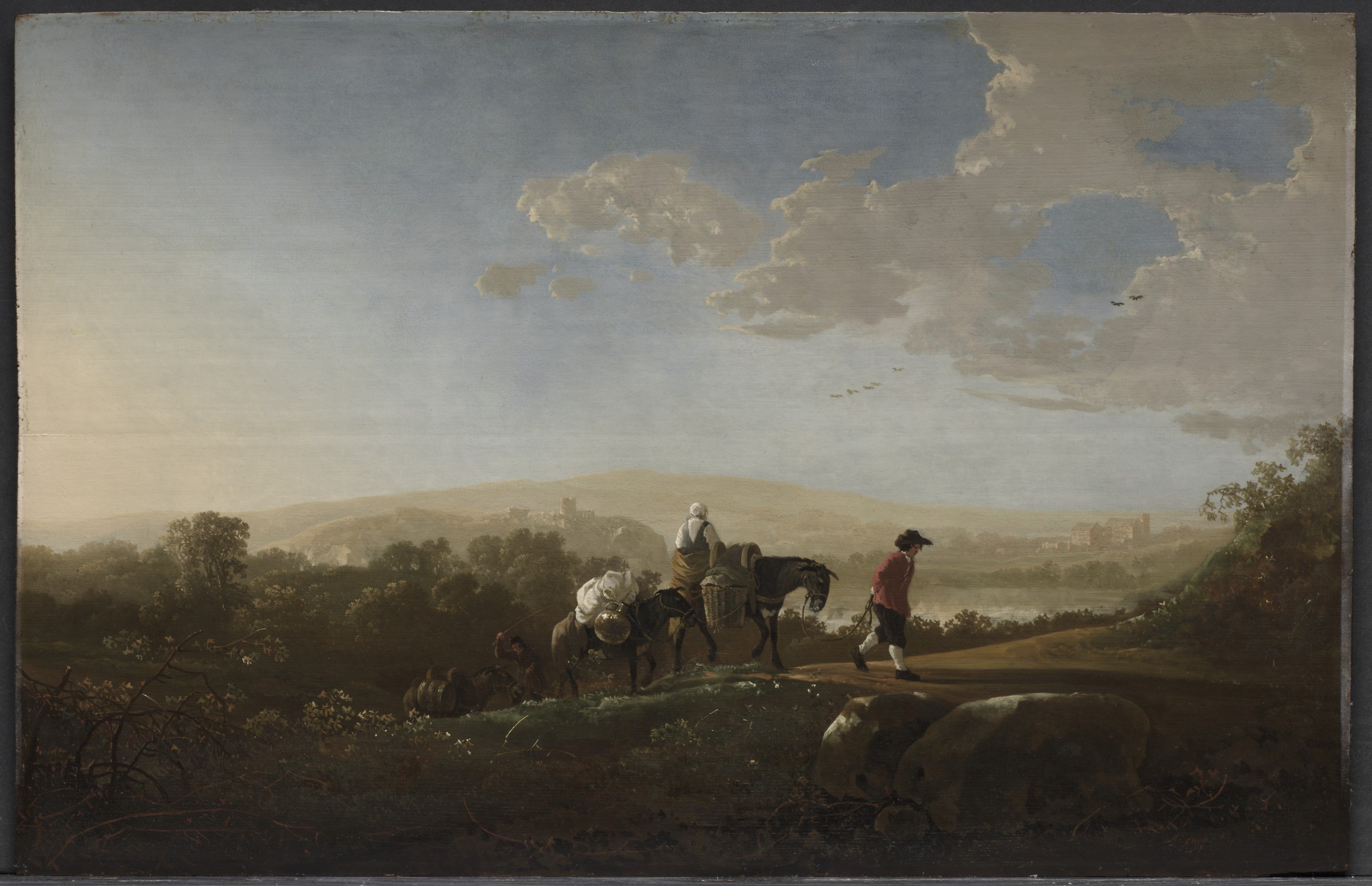 Travelers in Hilly Countryside — Aelbert Cuyp (c. 1650)