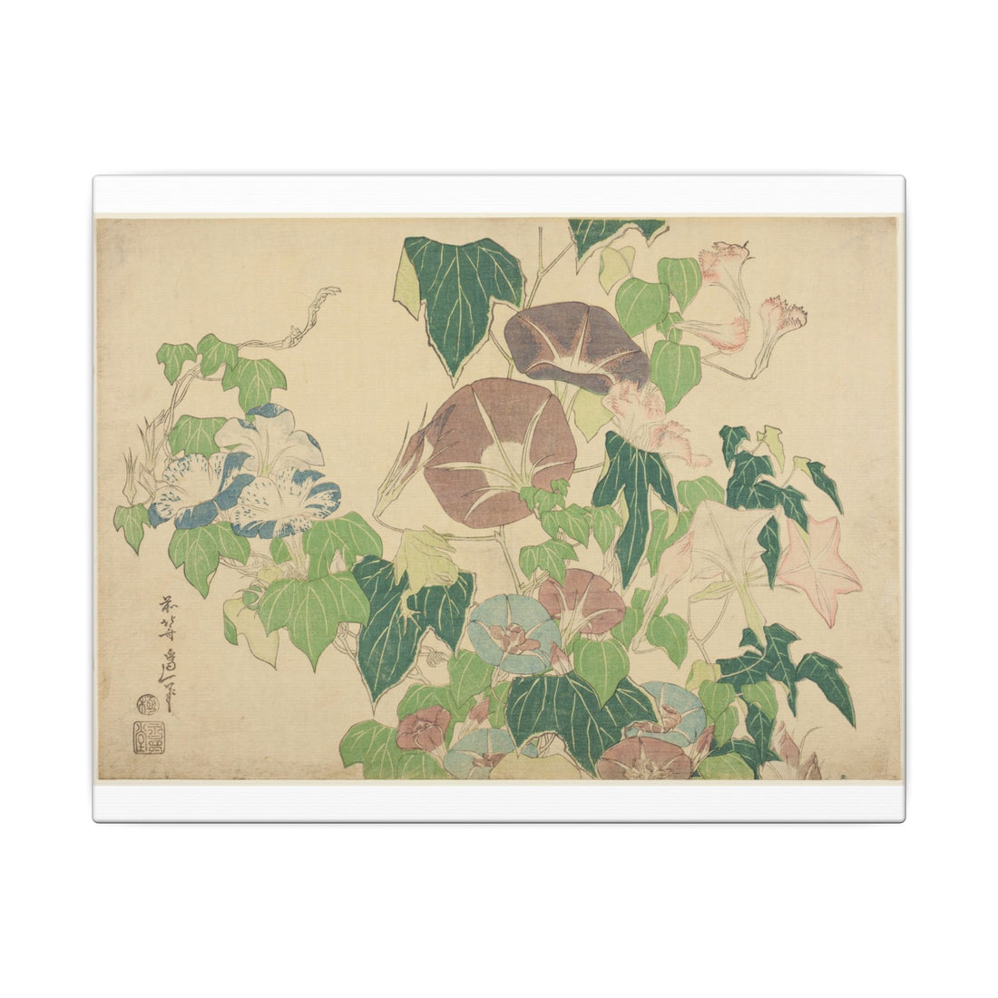 Morning Glories and Tree-frog — Hokusai (c. 1832)