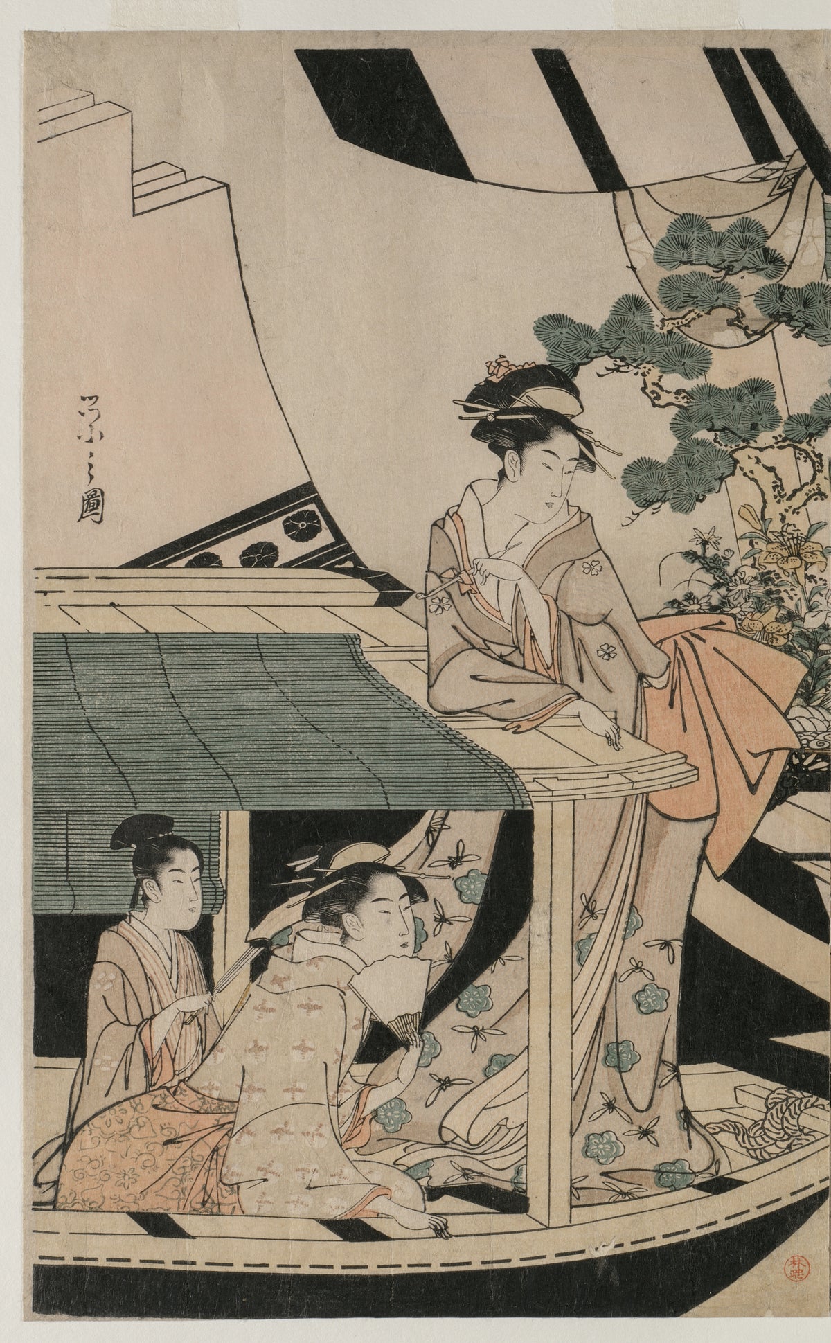 Party on the Pleasure Boat Kawaichimaru — Chōbunsai Eishi (c. 1796–97)