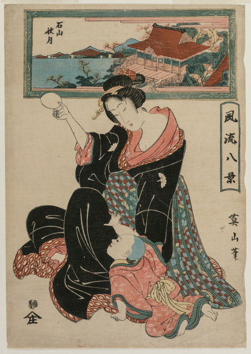 Autumn Moon at the Temple Ishiyamadera from the series Fashionable Eight Views — Kikukawa Eizan (c. 1814–17)