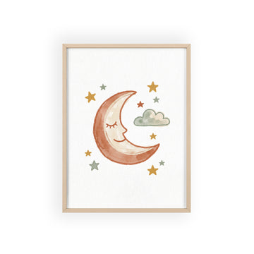 Sleepy Moon — Framed Nursery Print