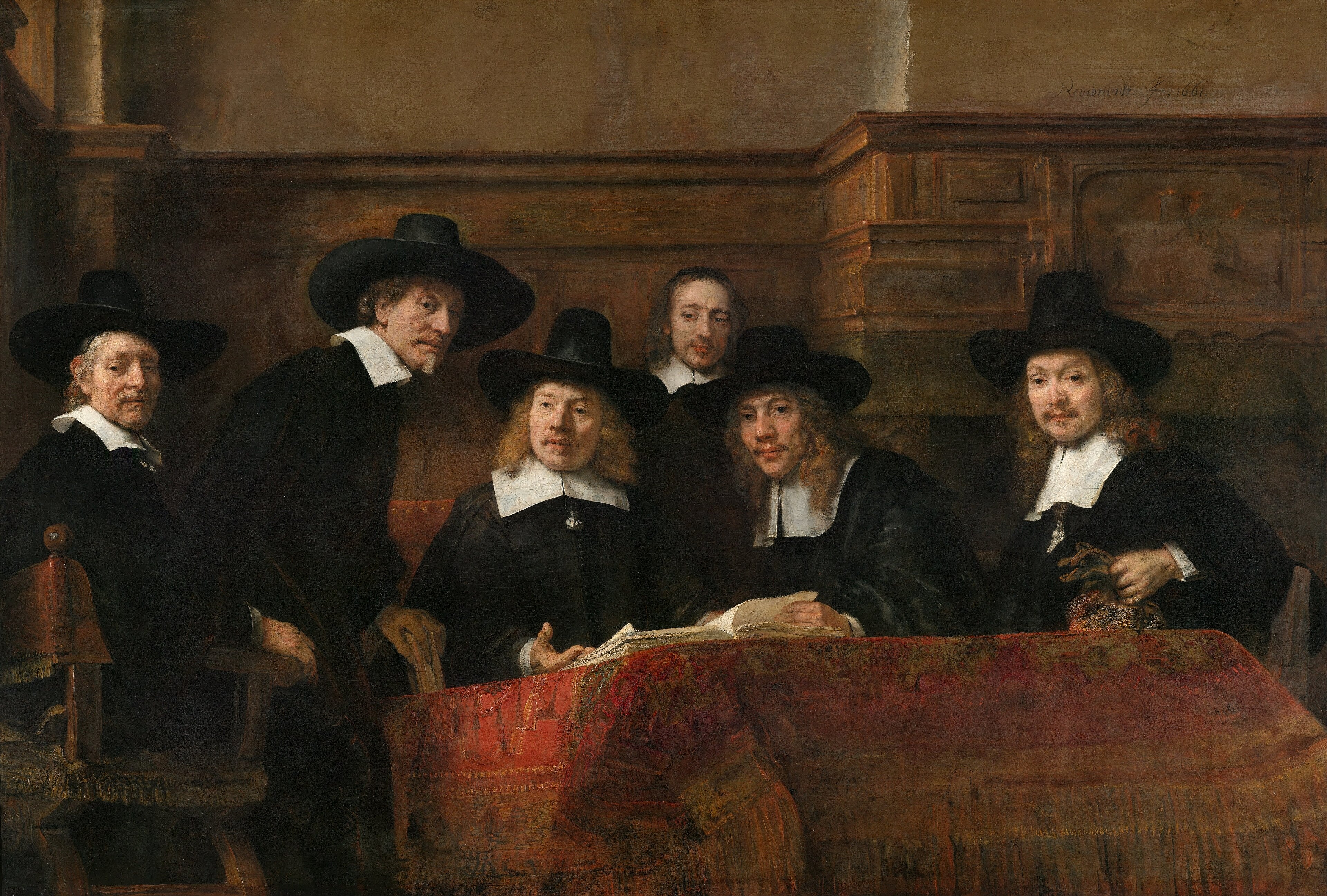 The Syndics of the Drapers' Guild — Rembrandt (1662)