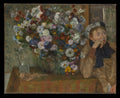 A Woman Seated beside a Vase of Flowers — Edgar Degas (1865)