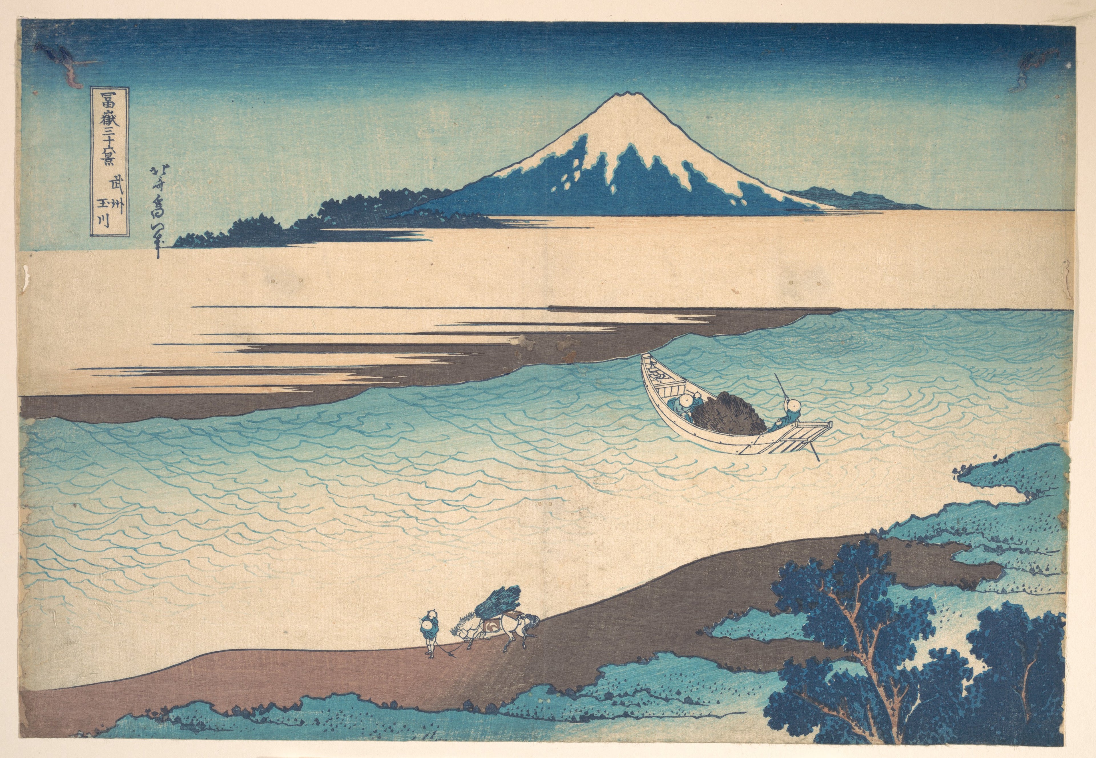Fuji—The Tama River, Musashi Province, from the series Thirty-six Views of Mount Fuji — Hokusai (ca. 1830–32)