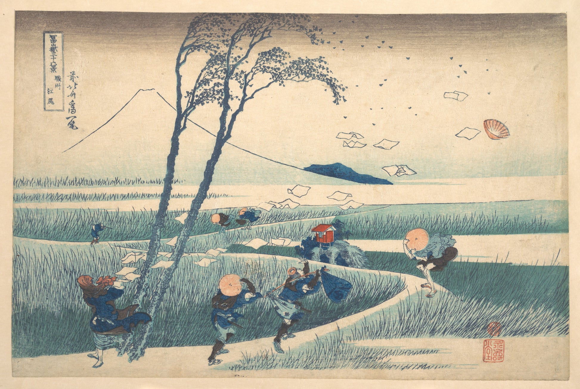 Ejiri in Suruga Province (Sunshū Ejiri), from the series Thirty-six Views of Mount Fuji — Hokusai (ca. 1830–32)