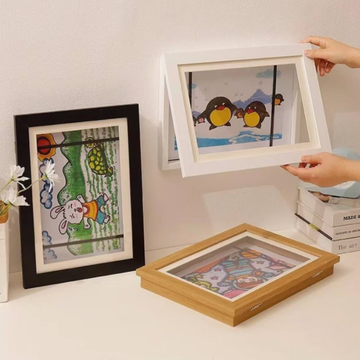3-Pack Kids Art Frames — Magnetic Flip-Open Display & Storage