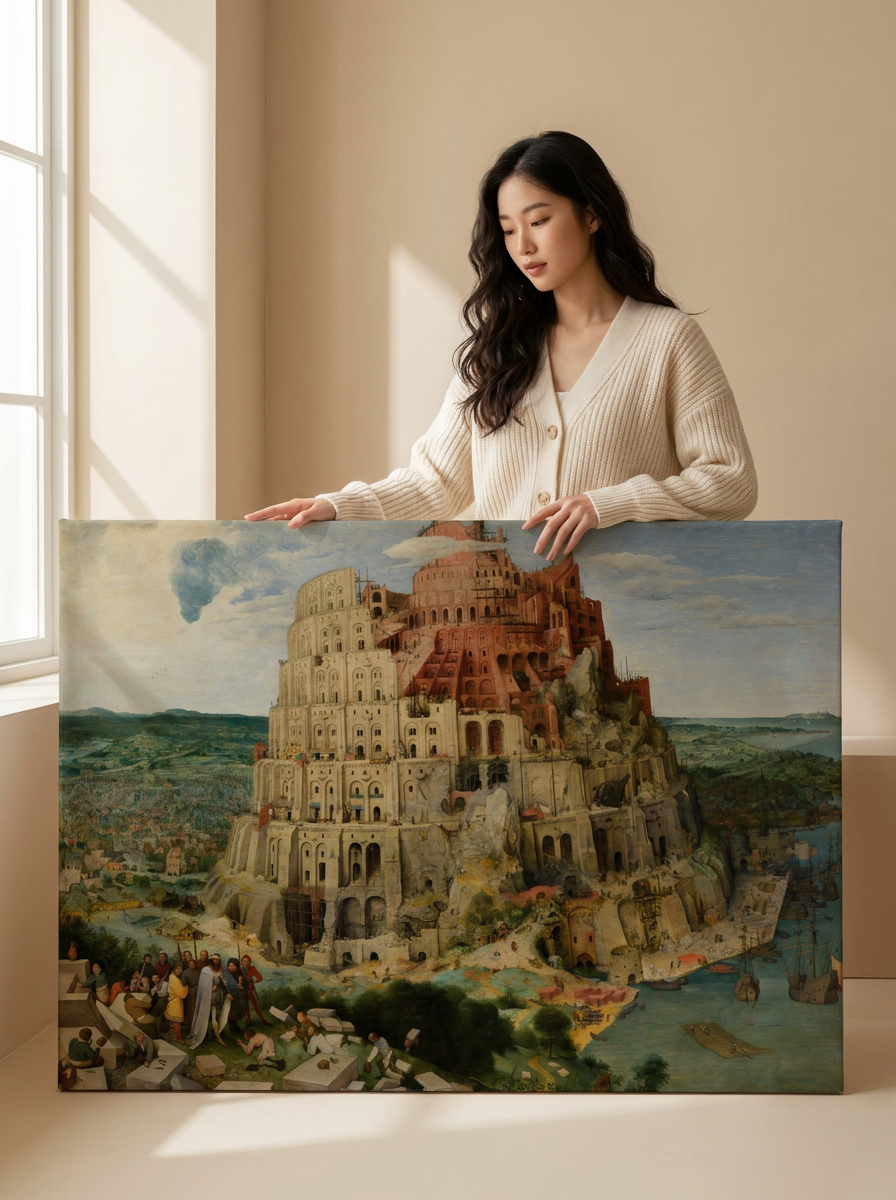 Held for scale — 48 x 32 inch canvas
