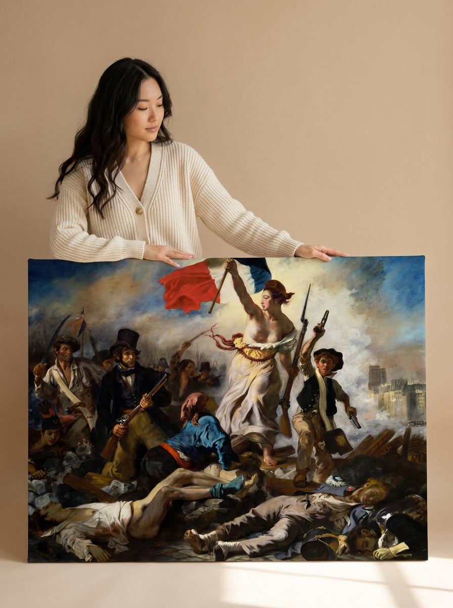 Held for scale — 48 x 32 inch canvas