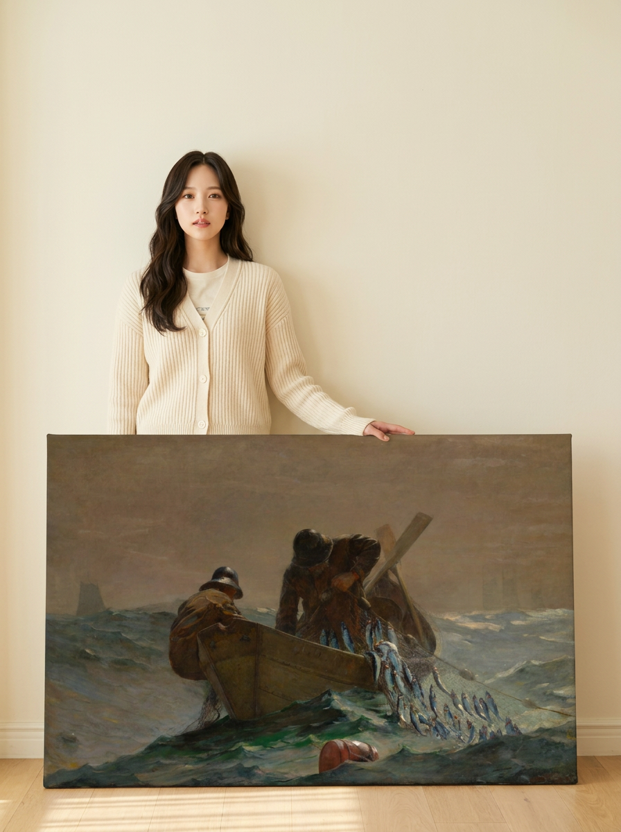 Held for scale — 48 x 32 inch canvas (original size)