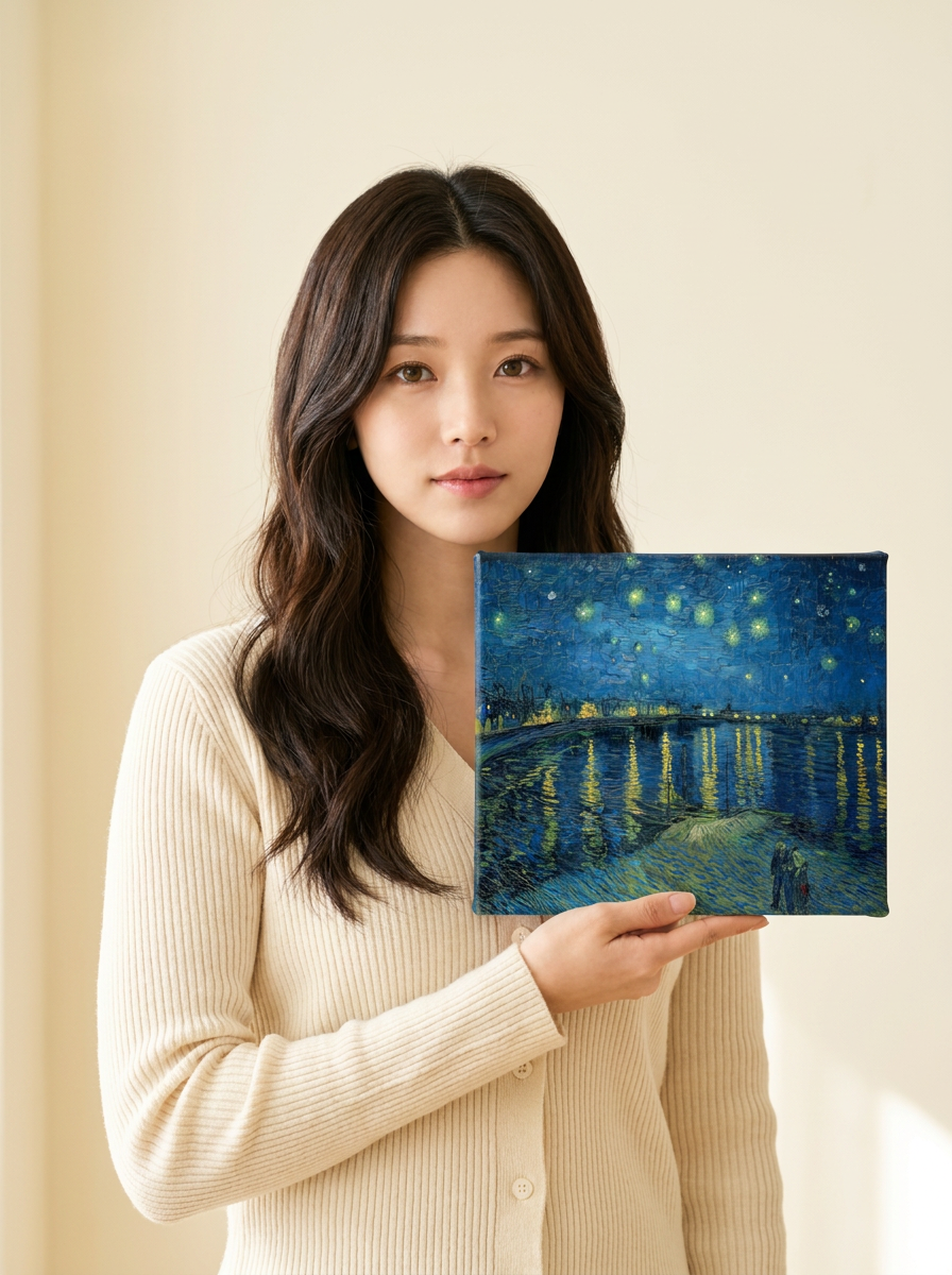 Held for scale — 10 x 8 inch canvas