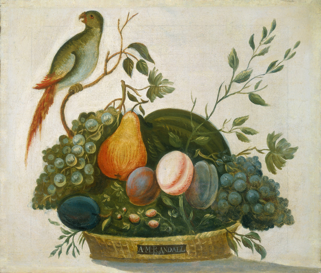 Basket of Fruit with Parrot — A.M. Randall (1777)