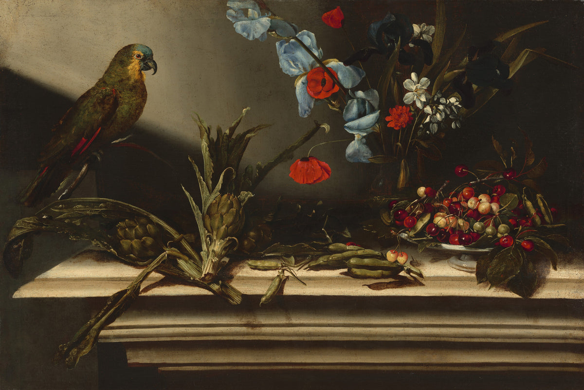 Still Life with Artichokes and a Parrot — Italian 17th Century (17th century)