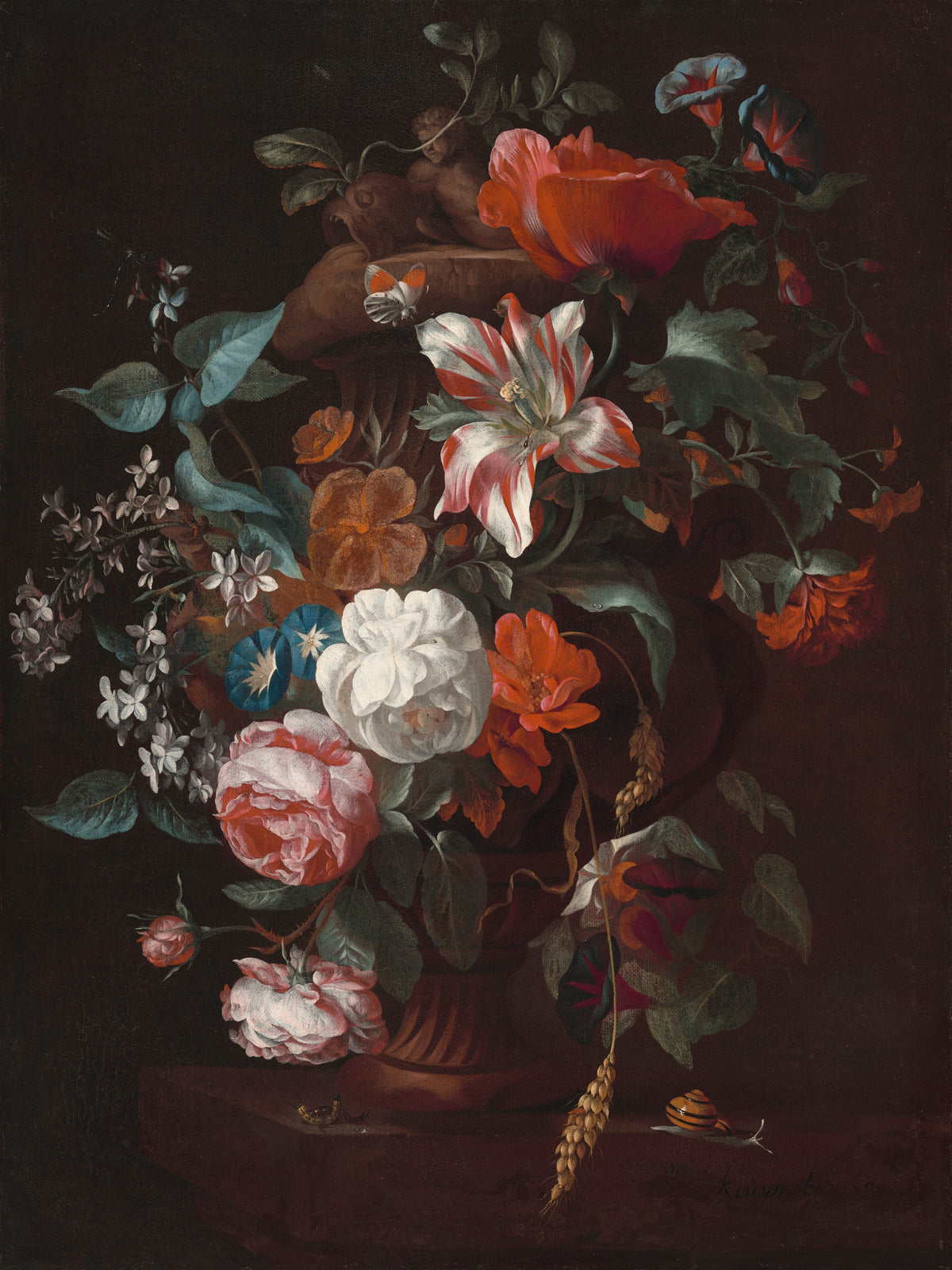 Flowers in a Vase — Philip van Kouwenbergh (c. 1700)