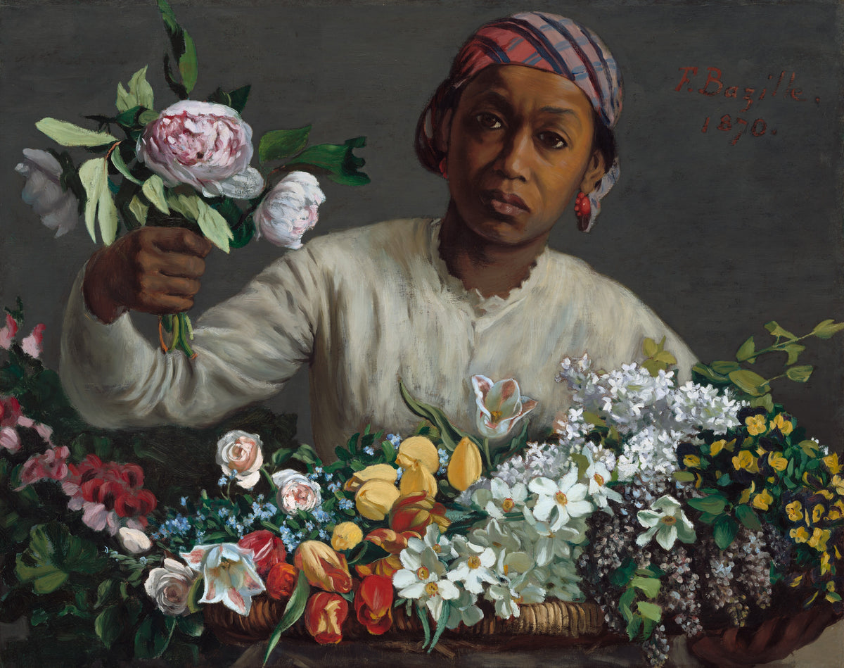 Young Woman with Peonies — Frédéric Bazille (1870)