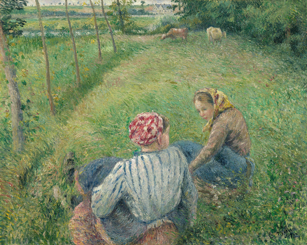 Young Peasant Girls Resting in the Fields near Pontoise — Camille Pissarro (1882)