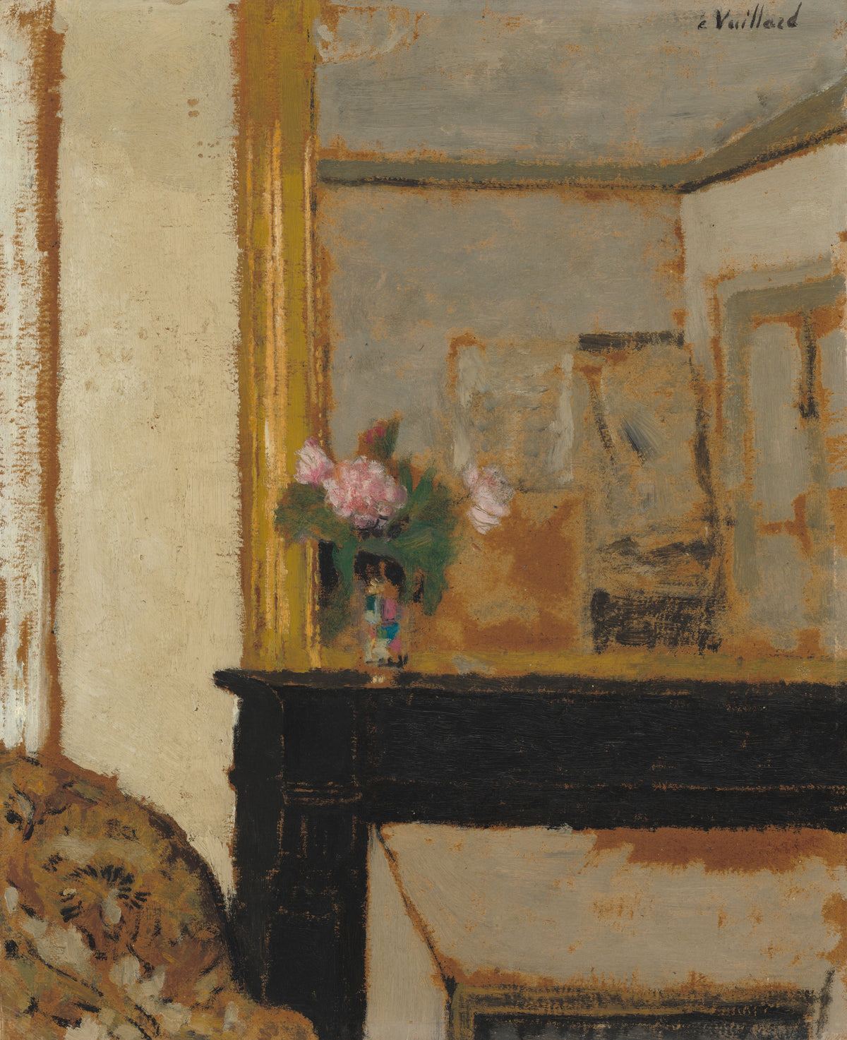 Vase of Flowers on a Mantelpiece — Edouard Vuillard (c. 1900)