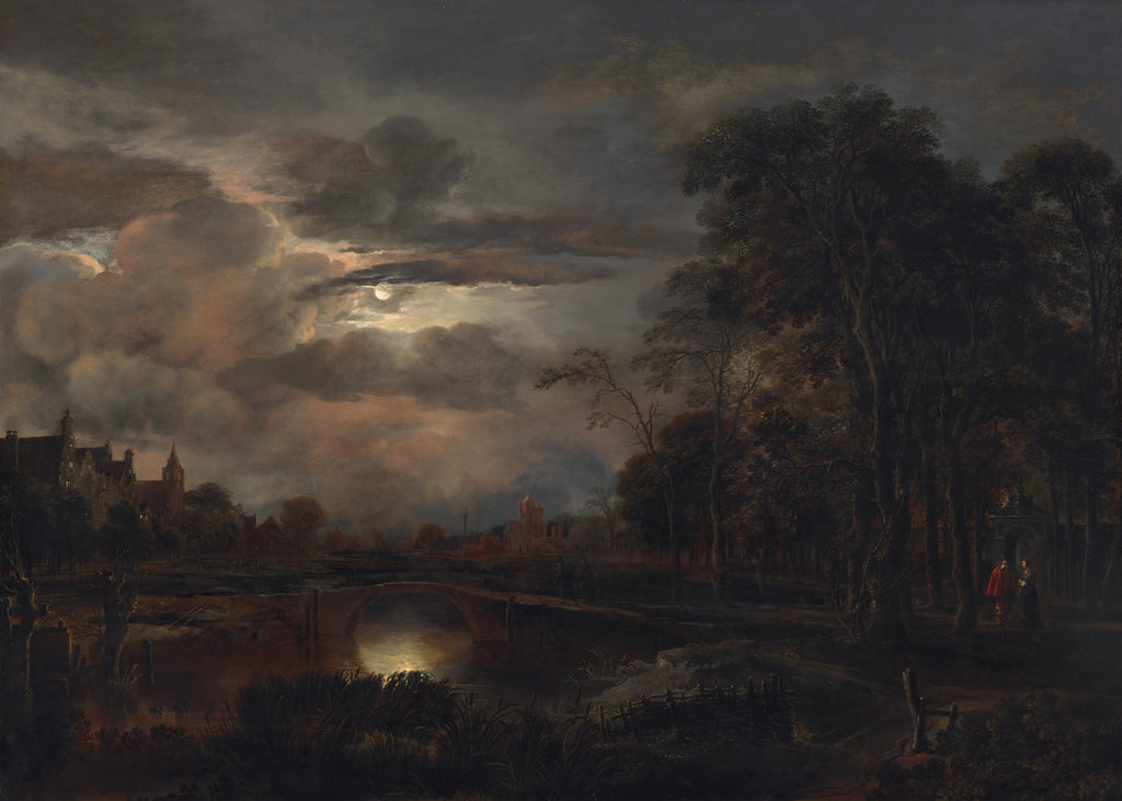 Moonlit Landscape with Bridge — Aert van der Neer (probably 1648/1650)