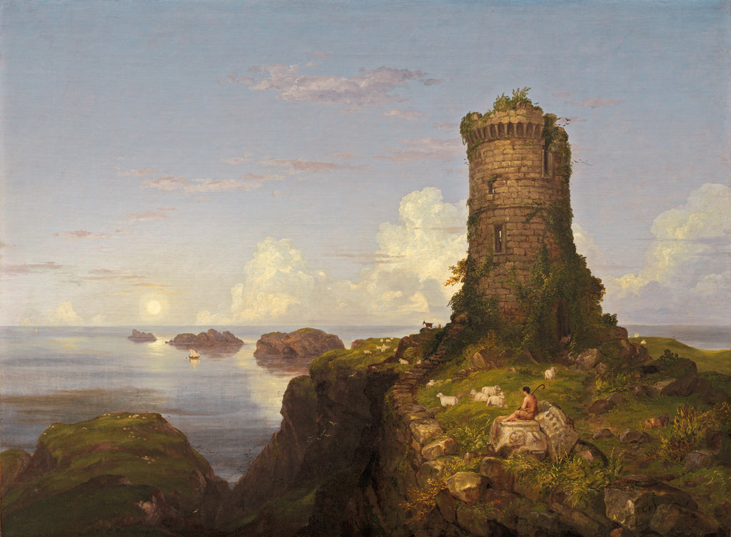 Italian Coast Scene with Ruined Tower — Thomas Cole (1838)