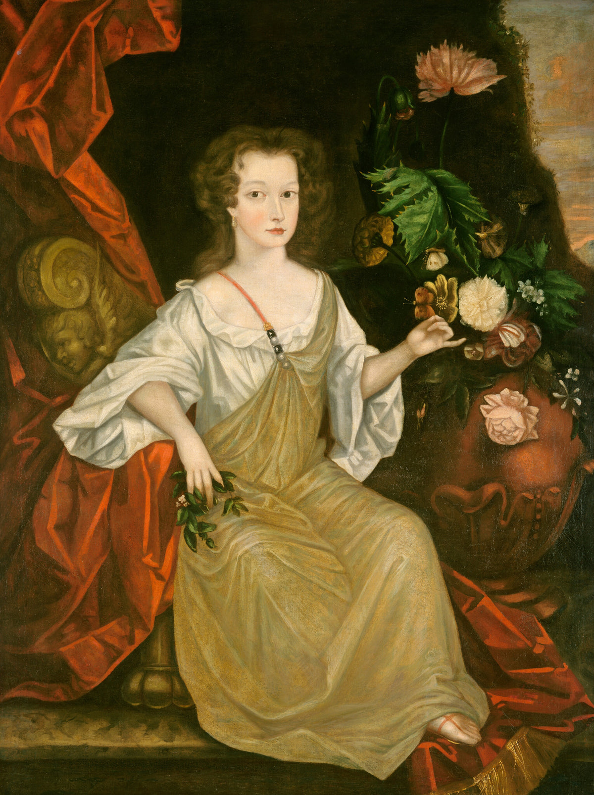 Young Woman with a Butterfly — American 18th Century (c. 1710)
