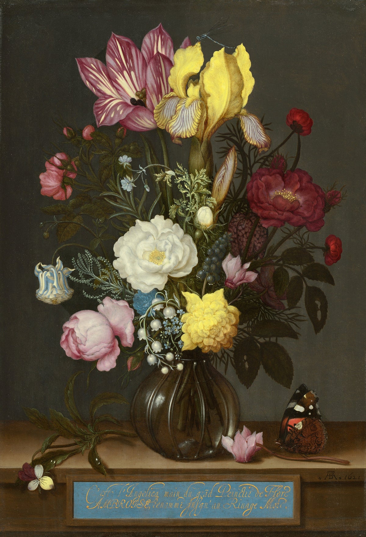 Bouquet of Flowers in a Glass Vase — Ambrosius Bosschaert (1621)
