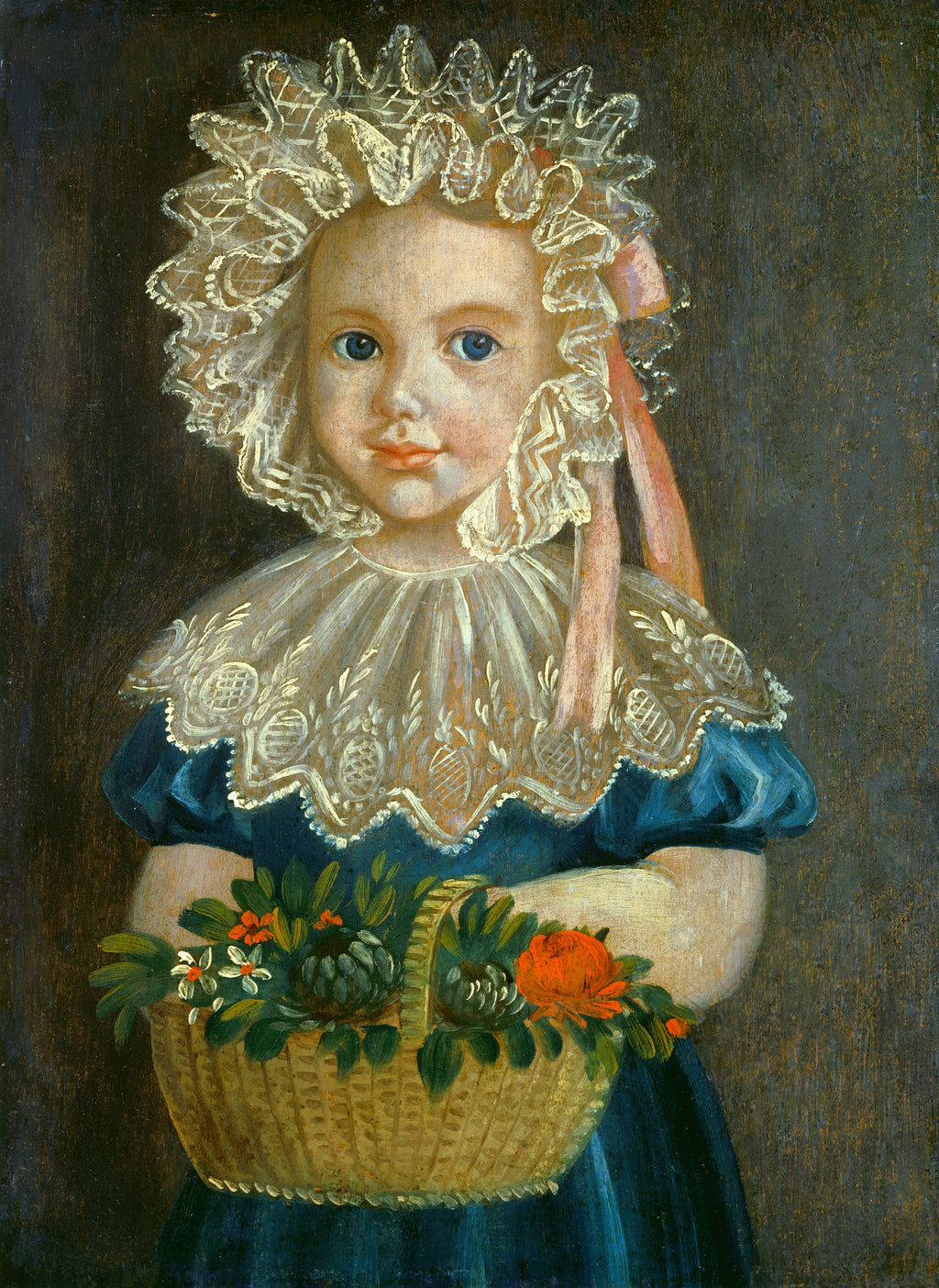 Little Girl with Flower Basket — American 19th Century (c. 1830)