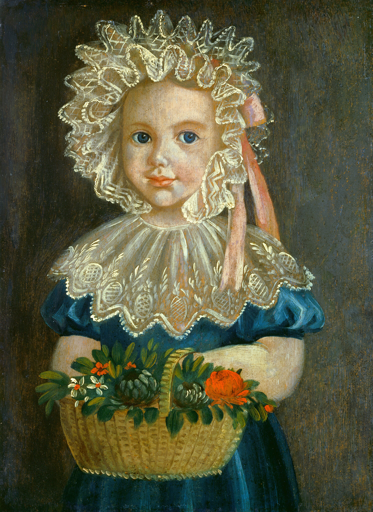 Little Girl with Flower Basket — American 19th Century (c. 1830)