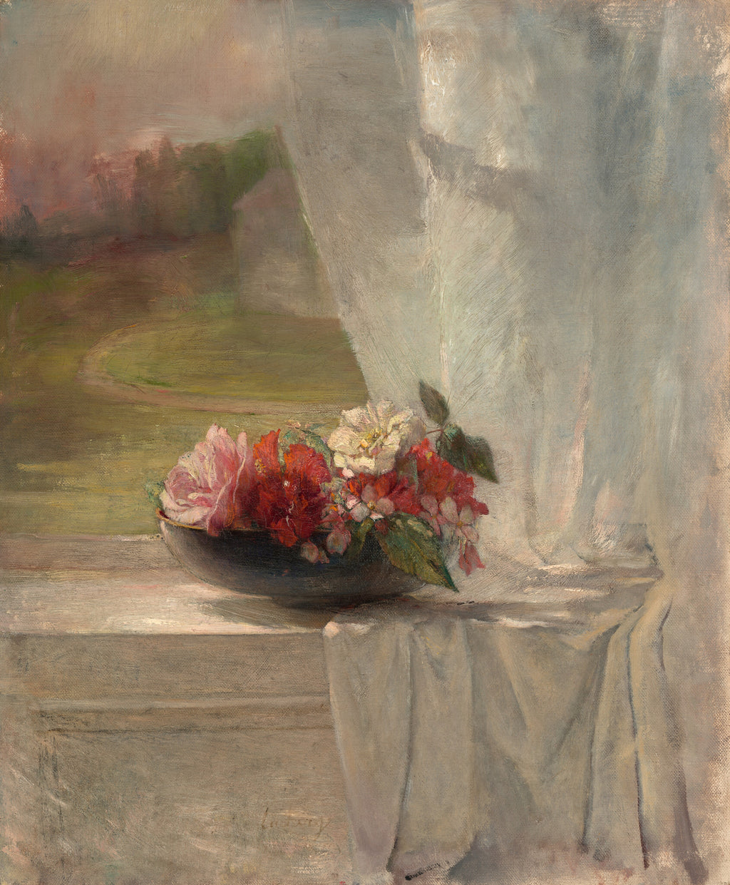 Flowers on a Window Ledge — John La Farge (c. 1861)