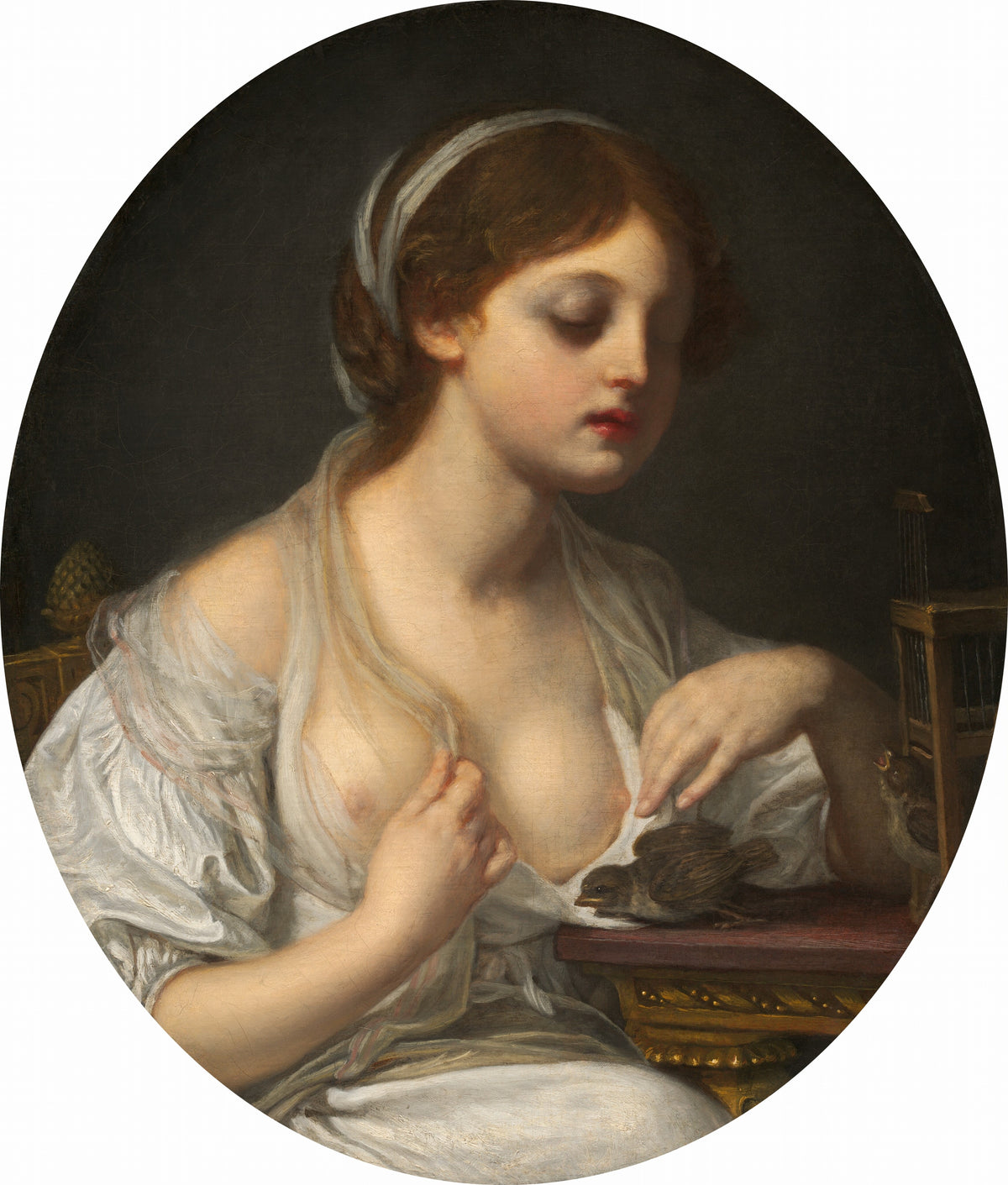 Girl with Birds — Circle of Jean-Baptiste Greuze (c. 1780/1782)