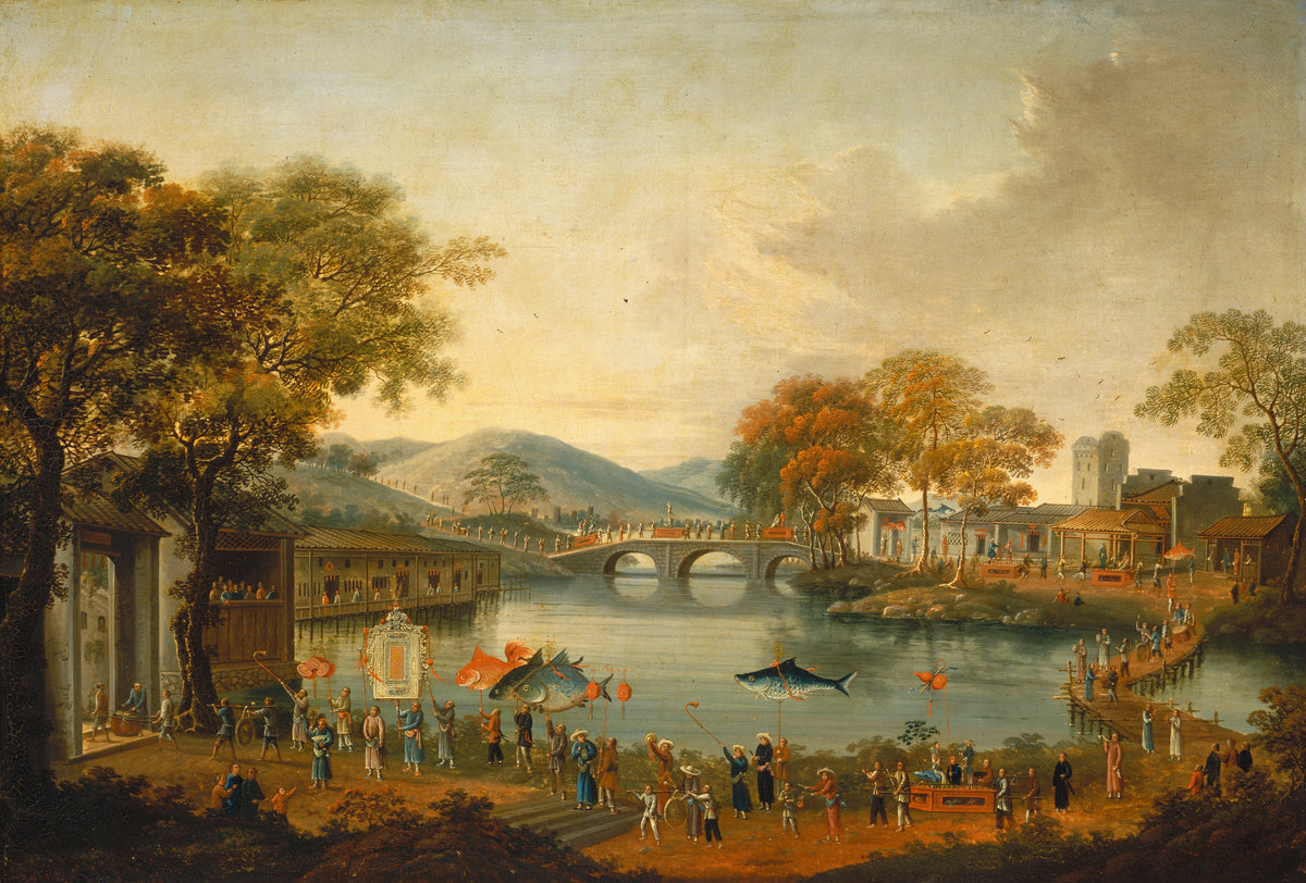 Procession by a Lake — Chinese Qing Dynasty (19th century)