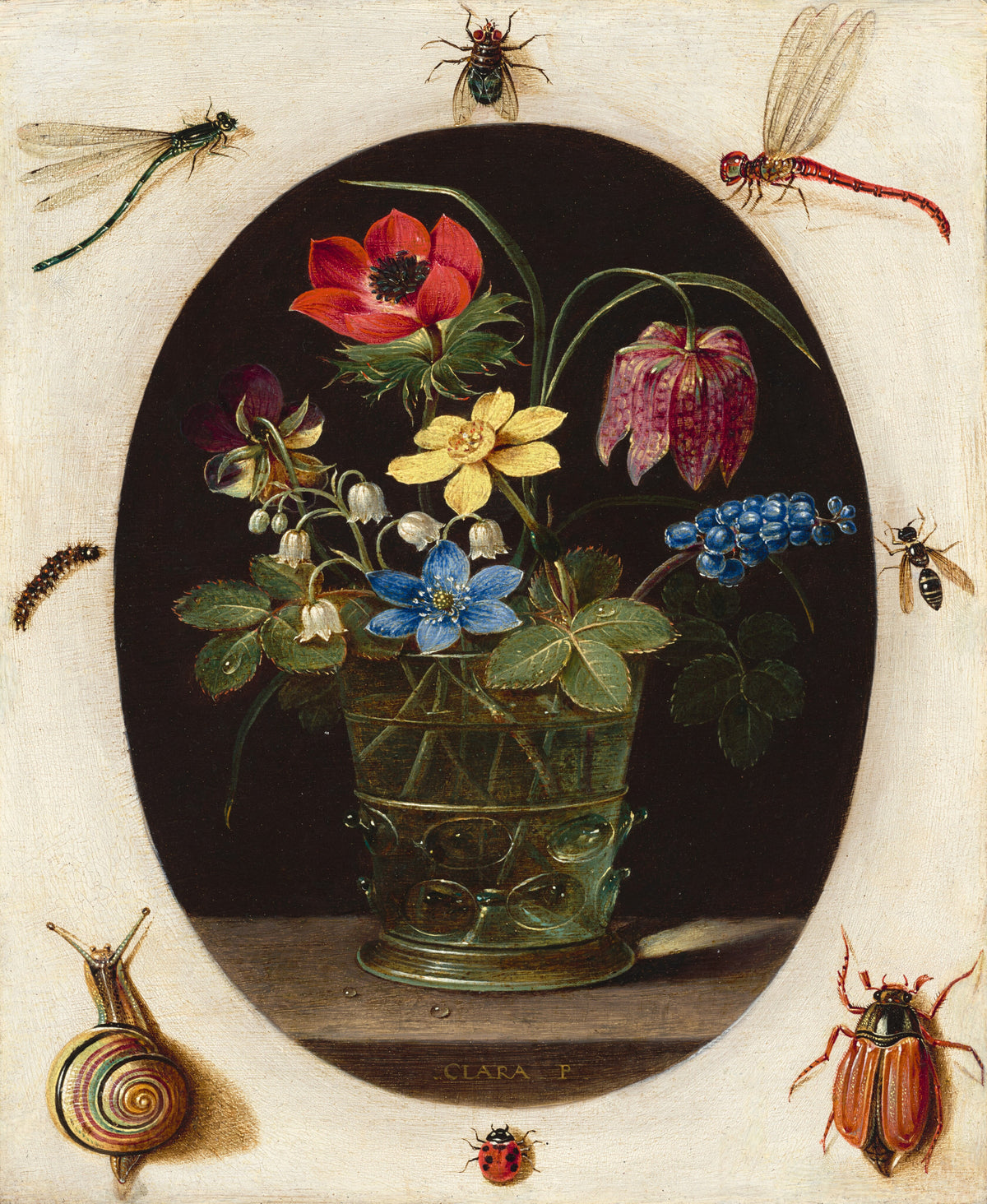 Still Life with Flowers Surrounded by Insects and a Snail — Clara Peeters (c. 1610)