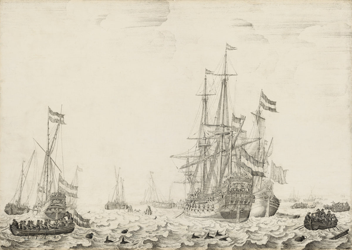 Dutch Ships near the Coast — Willem van de Velde the Elder (early 1650s)