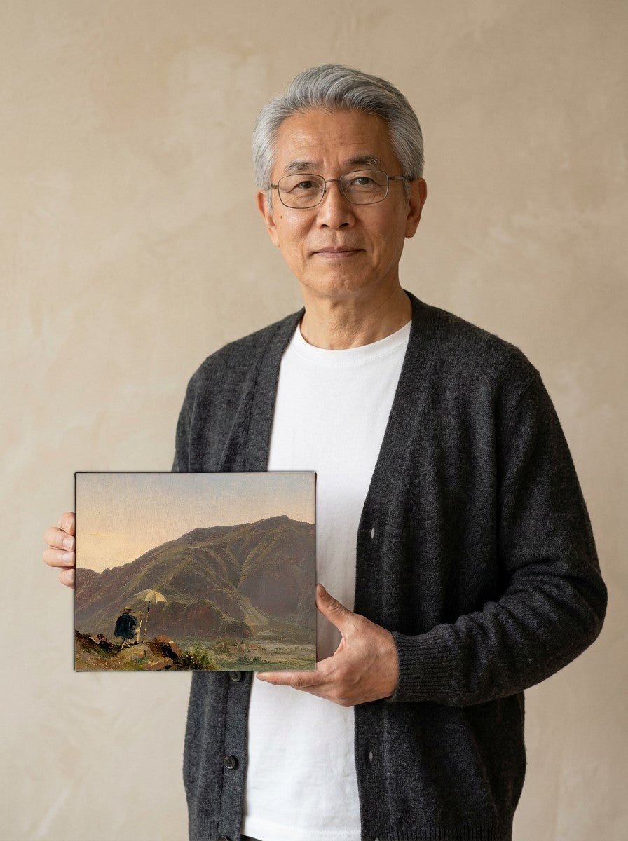 Held for scale — 10 x 8 inch canvas