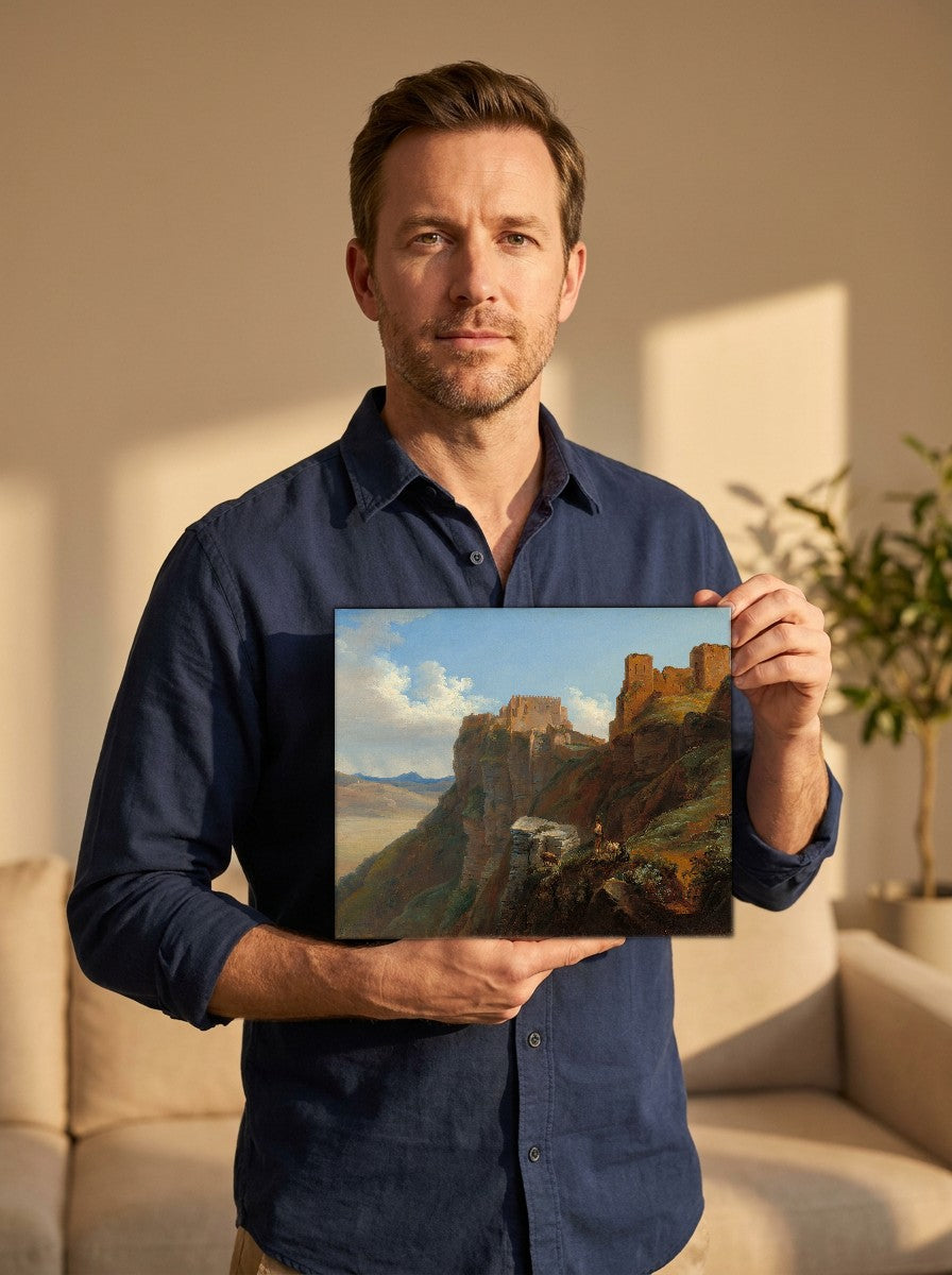 Held for scale — 10 x 8 inch canvas