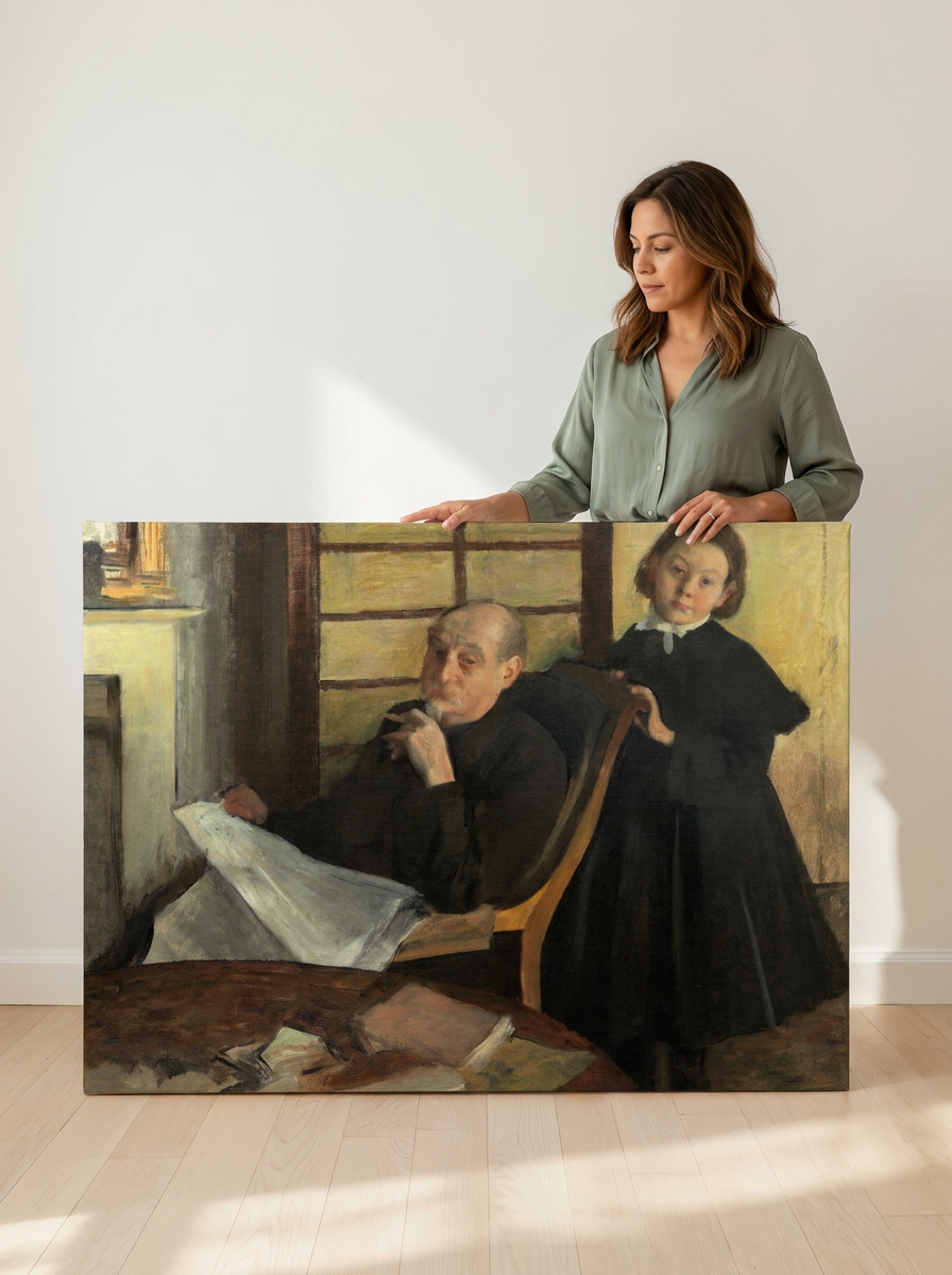Held for scale — 48 x 32 inch canvas