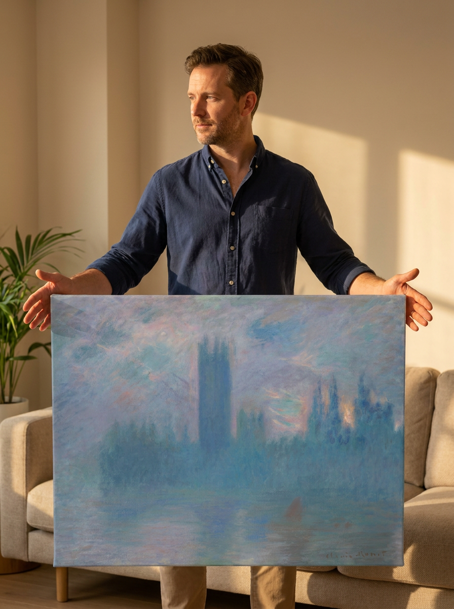 Held for scale — 36 x 24 inch canvas