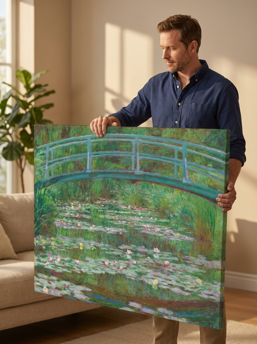 Held for scale — 48 x 32 inch canvas