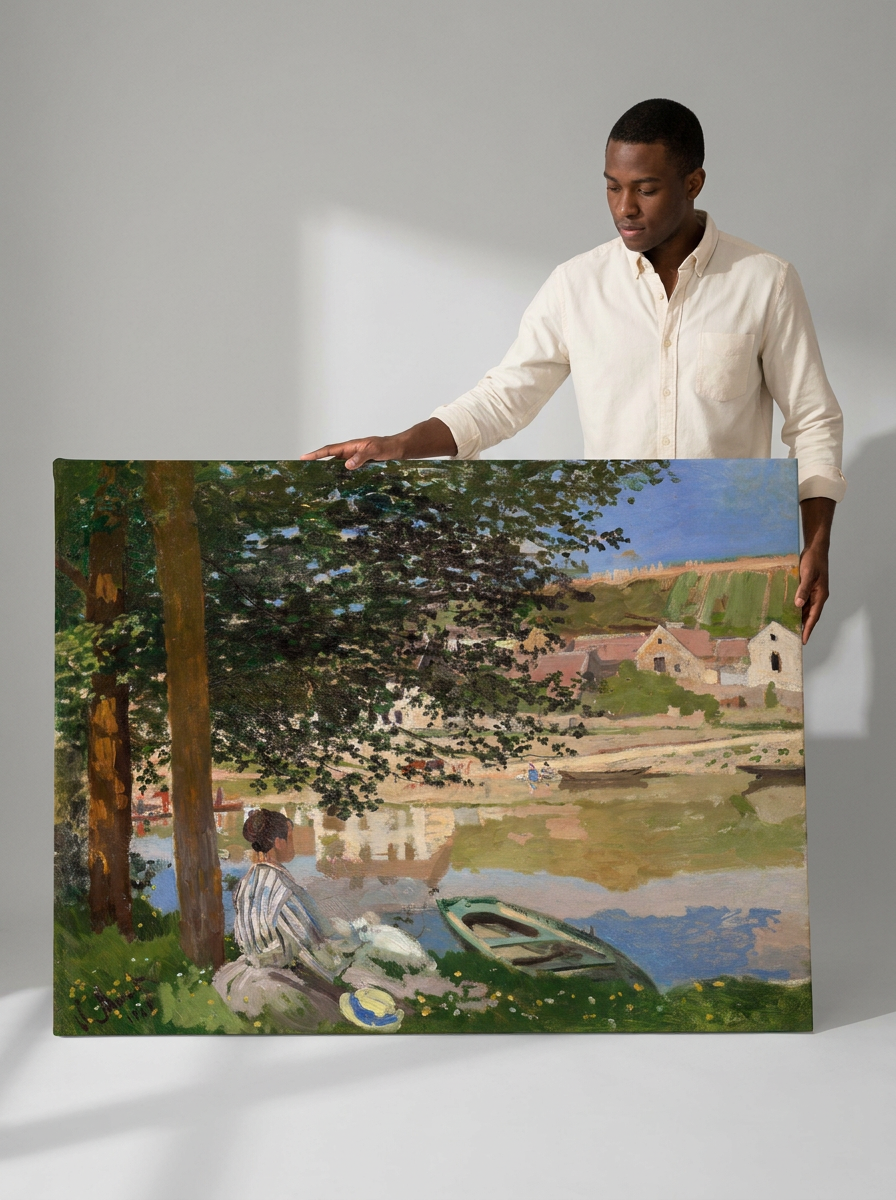 Held for scale — 48 x 32 inch canvas