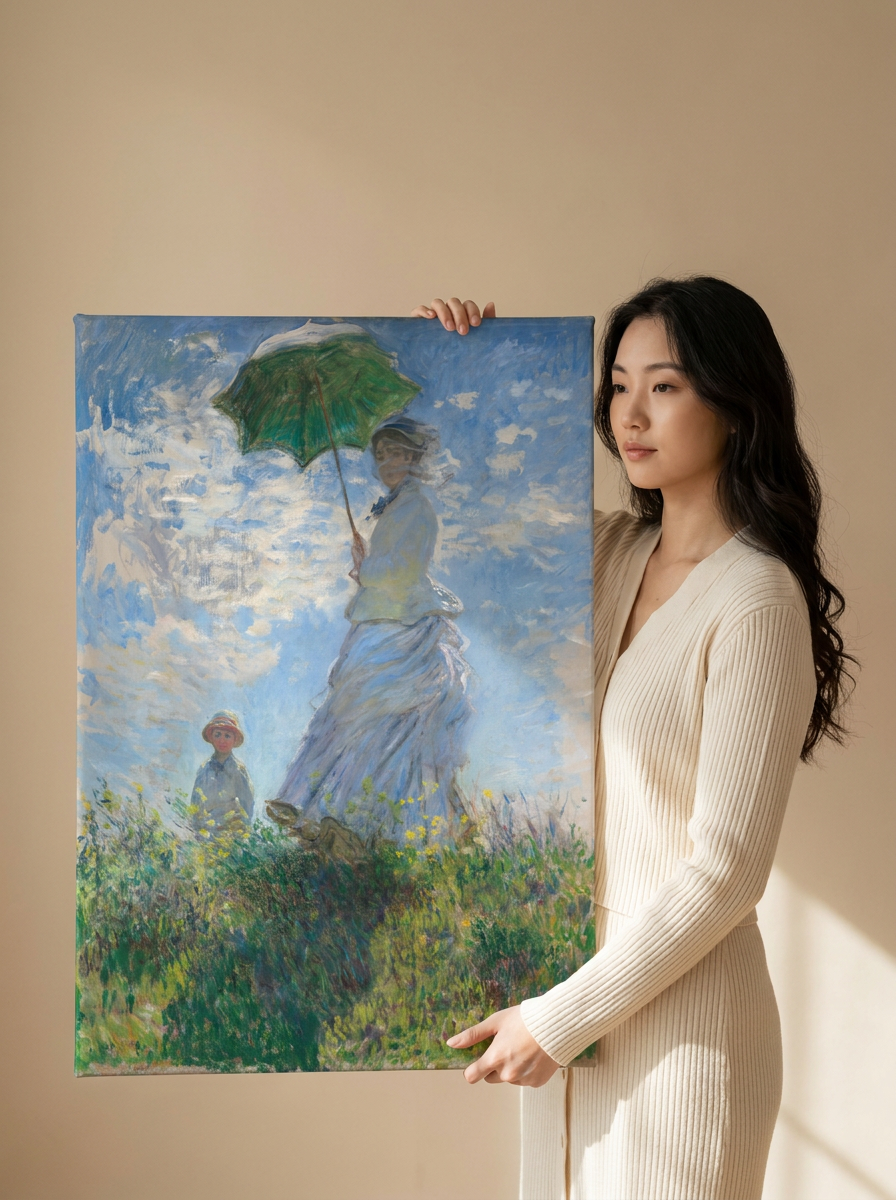 Held for scale — 32 x 48 inch canvas