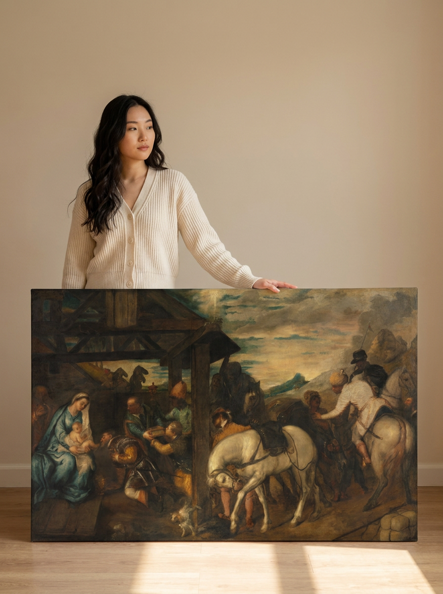 Held for scale — 48 x 32 inch canvas