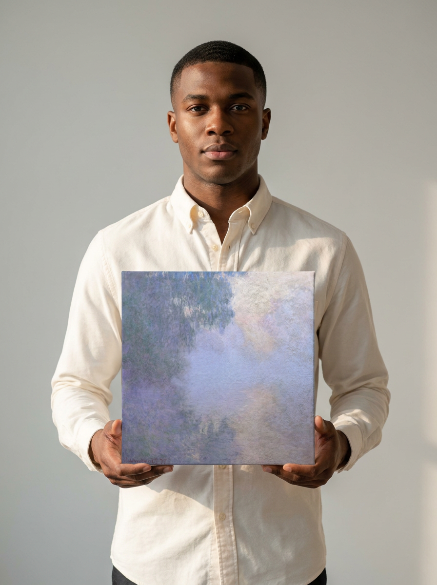 Held for scale — 12 x 12 inch canvas
