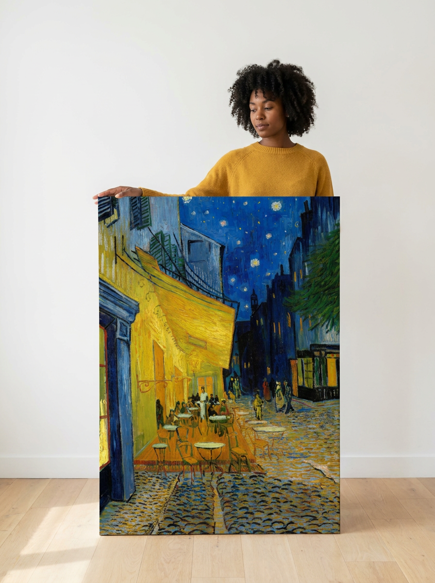 Held for scale — 32 x 48 inch canvas