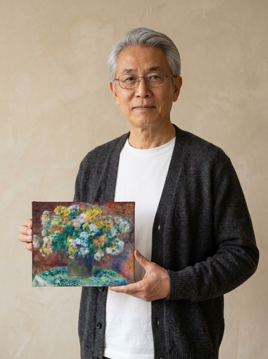 Held for scale — 10 x 8 inch canvas