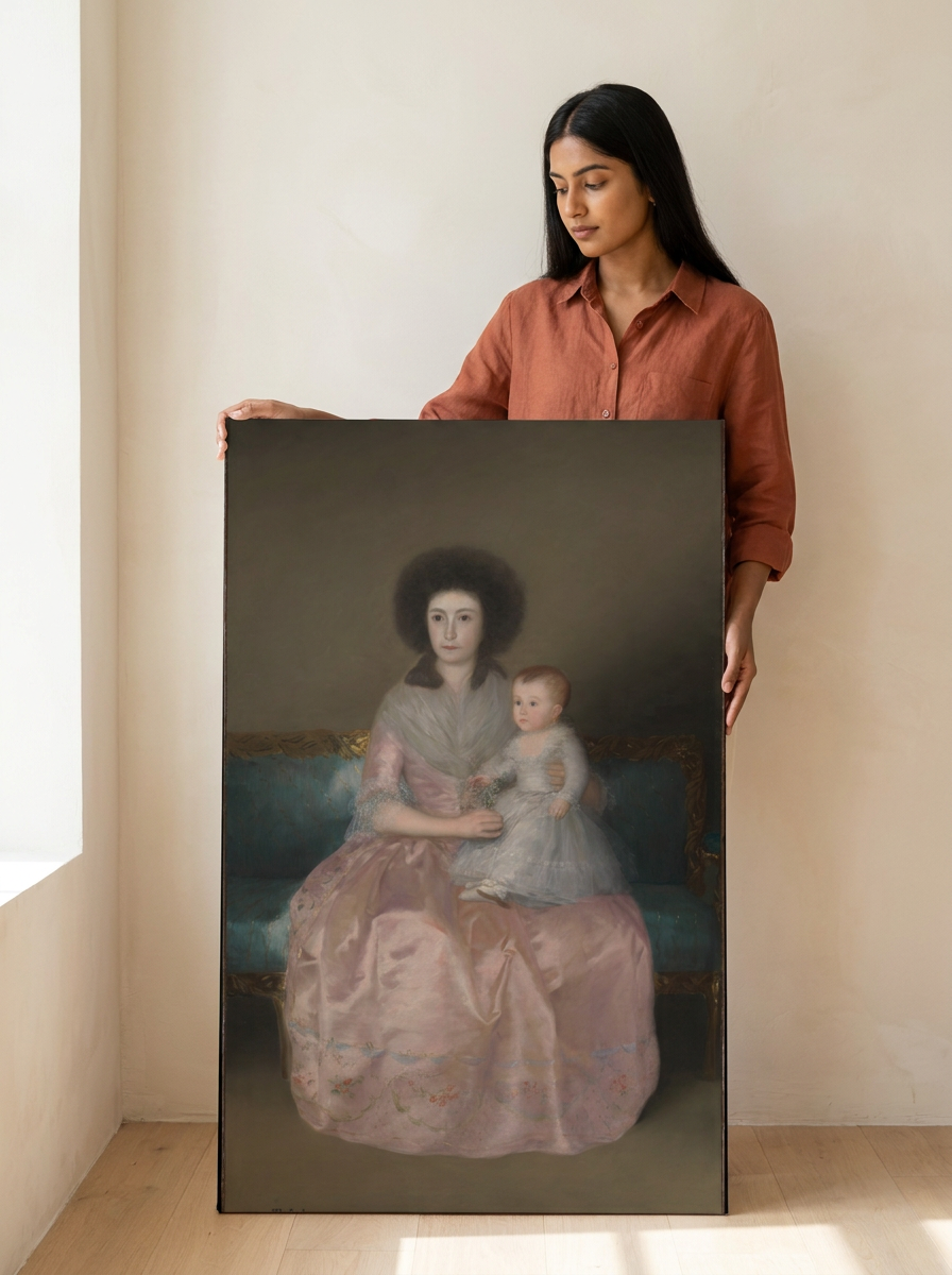 Held for scale — 32 x 48 inch canvas