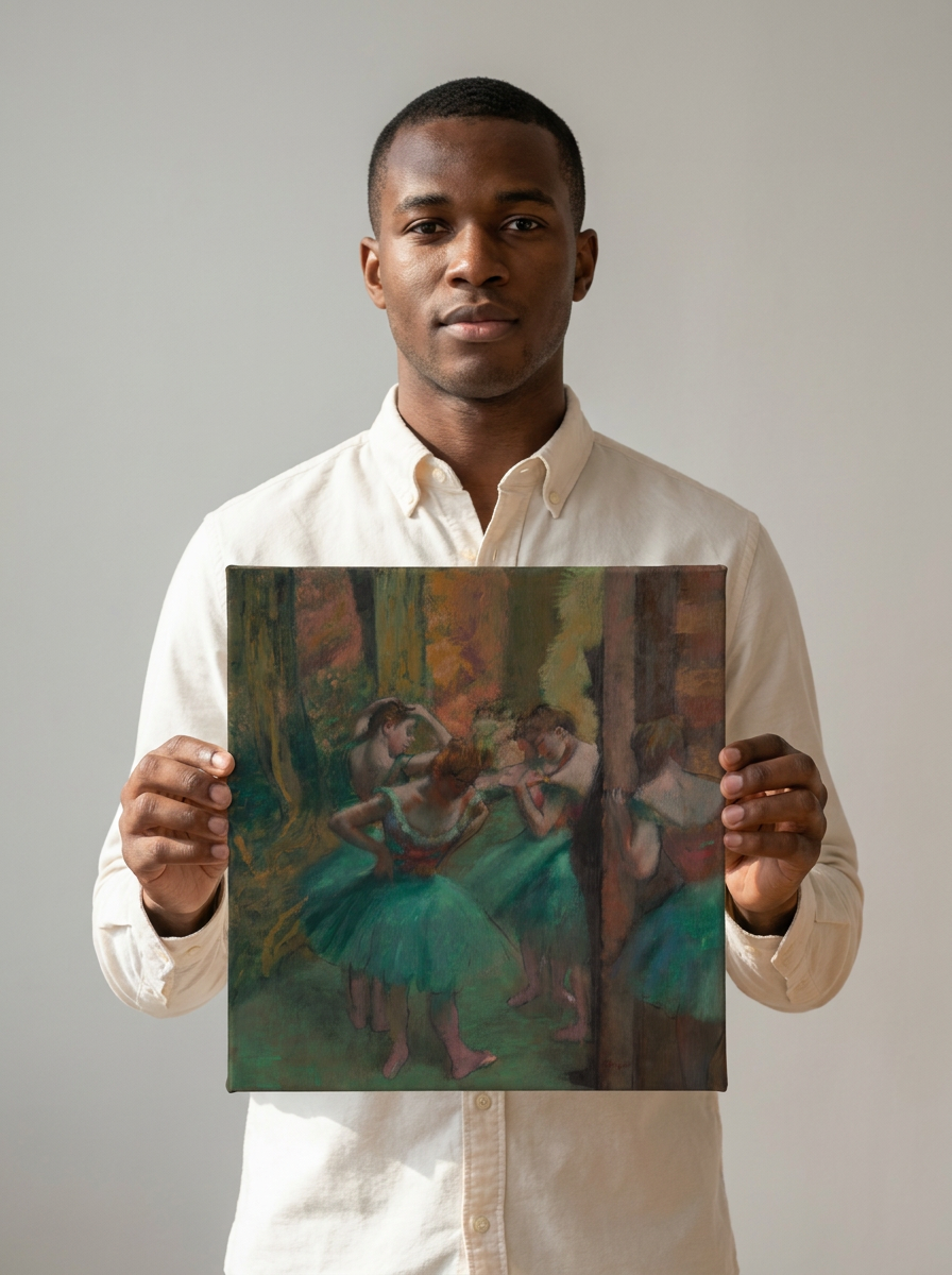 Held for scale — 12 x 12 inch canvas
