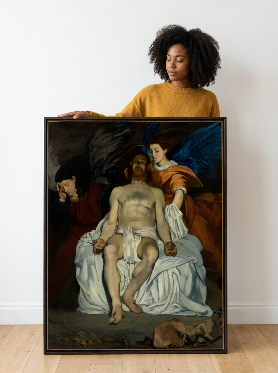 Held for scale — 32 x 48 inch canvas